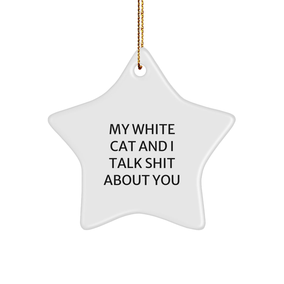 Funny White Cat Star Ornament Gifts from Men to Women Friends Family This Christmas - Image 1