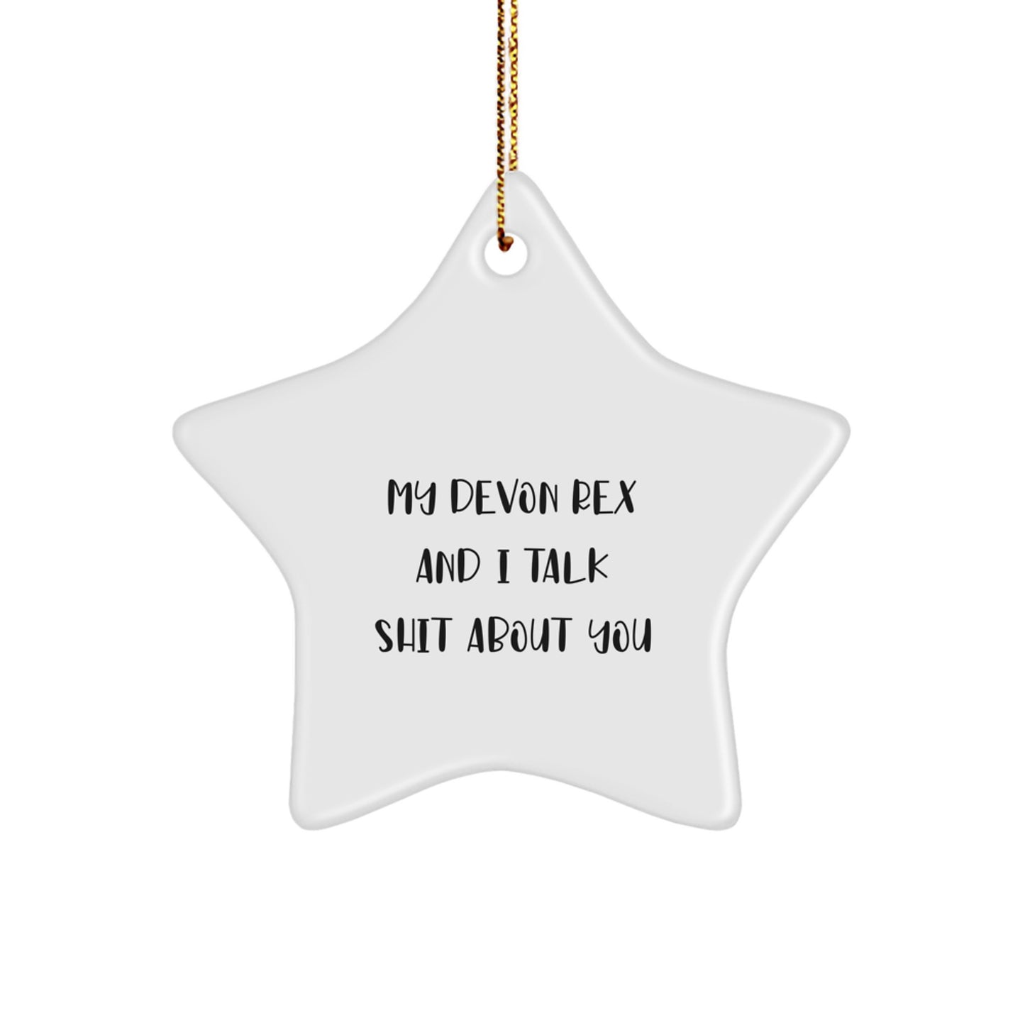 Funny Devon Rex Cat Gifts from Friends for Christmas Star Ornament - Image 1
