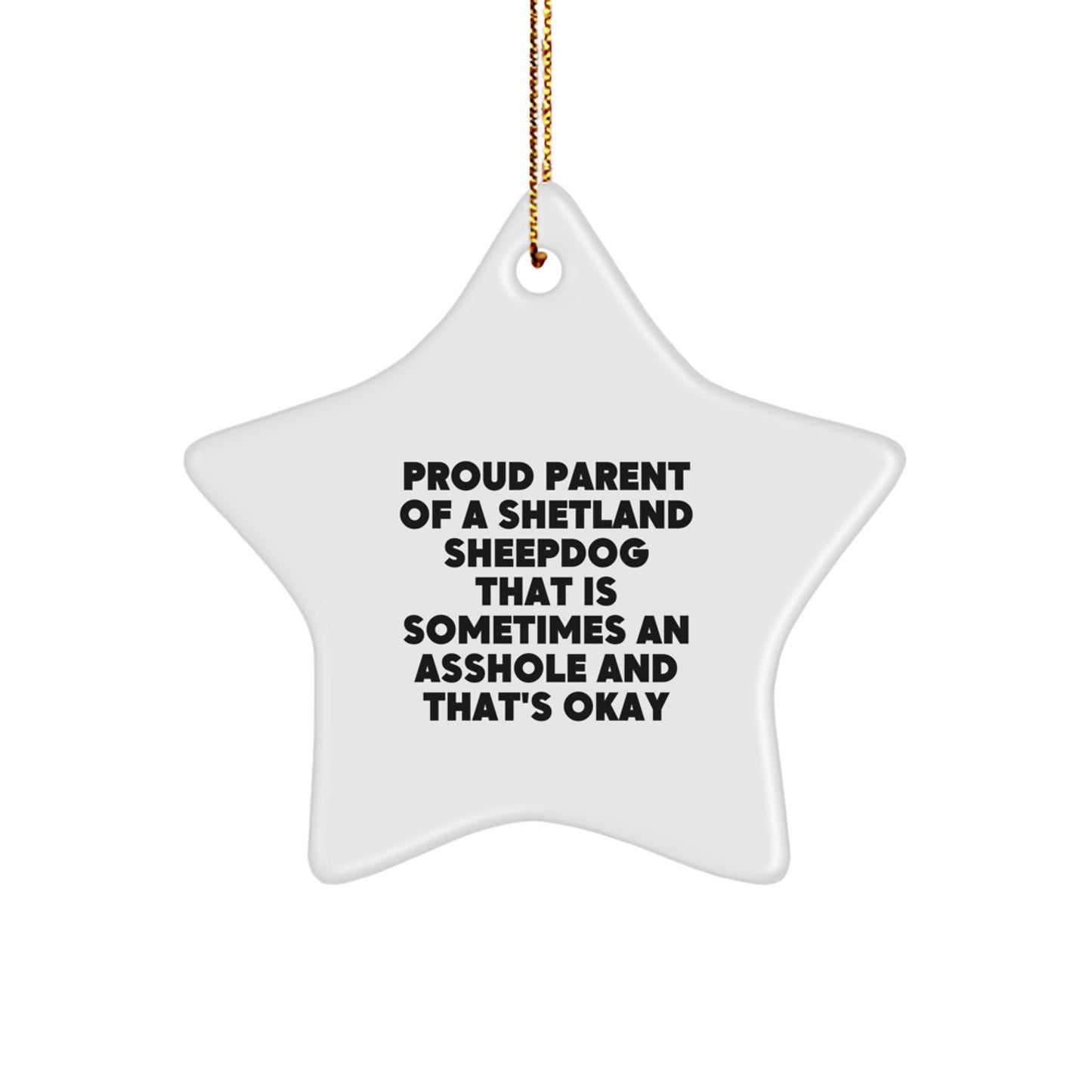 Funny Shetland Sheepdog Gifts for Christmas - Star Ornament from Friends - Proud Parent Shetland Sheepdog Star Decoration - Image 1