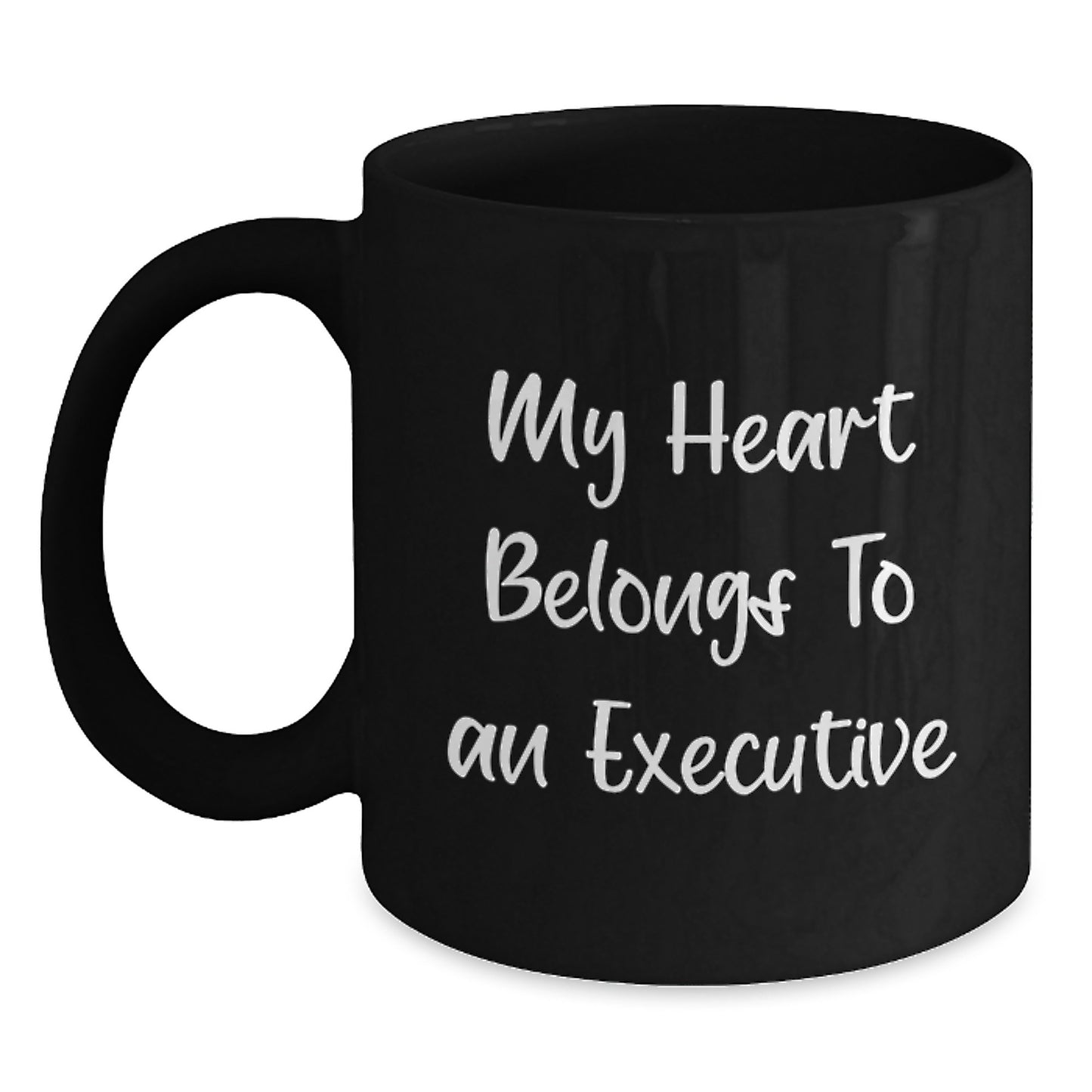 Funny Executive Gifts from Coworkers to Men, Unique Black Coffee Mugs for Christmas Unique Gifts for Him, My Heart Belongs To An Executive Quote - Main