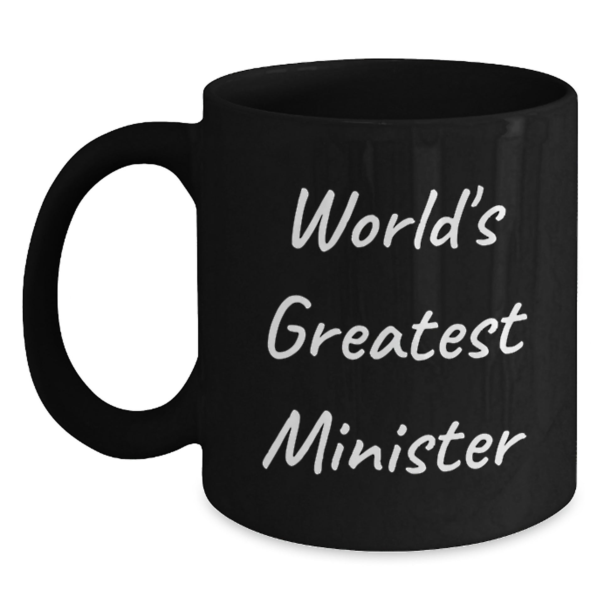 Funny World's Greatest Minister Gifts for Men, Black Coffee Mug, Christmas Unique Presents from Friends - Main