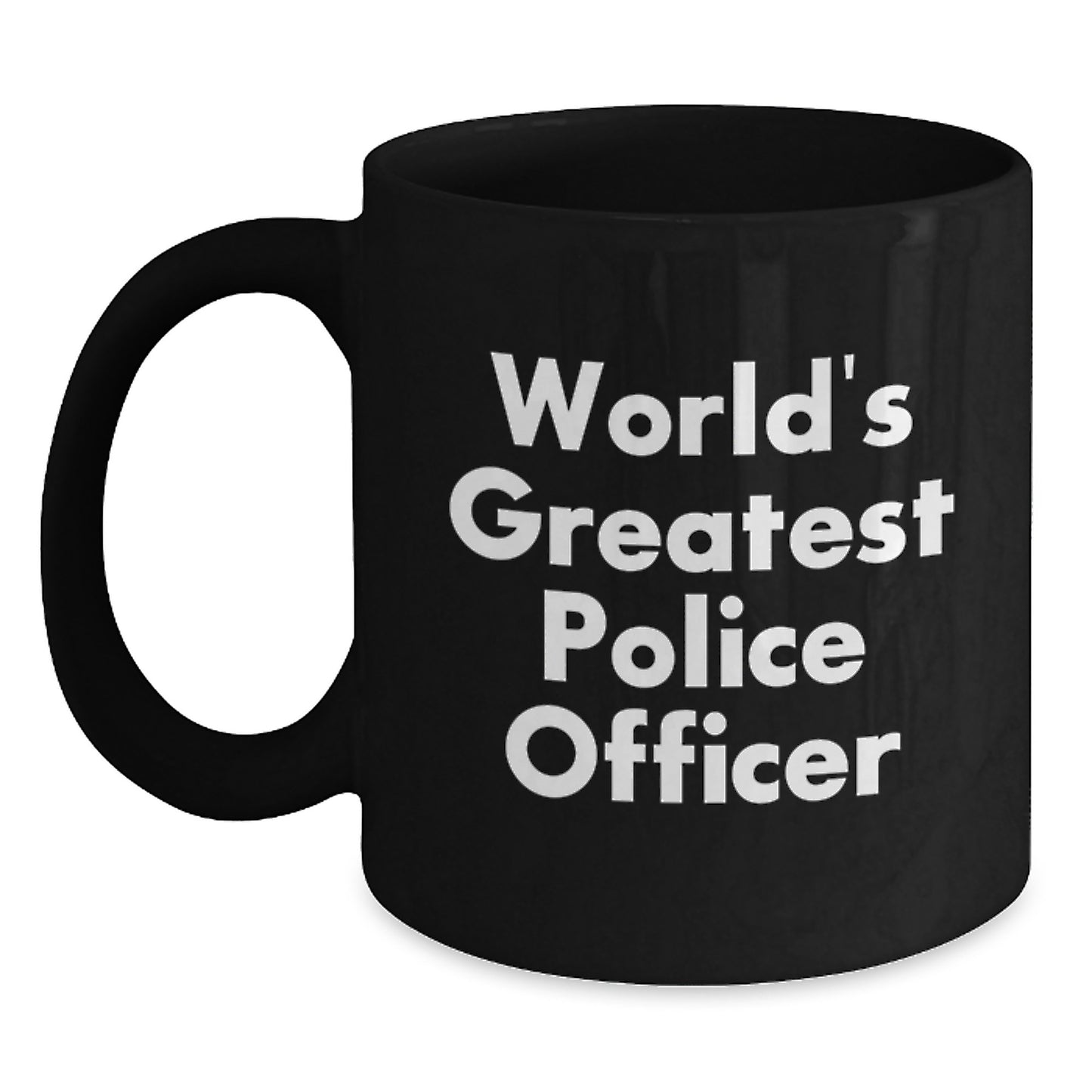 Police Officer Gifts for Men, Funny 'World's Greatest Police Officer' Black Coffee Mug, Christmas Unique Gifts from Family - Main