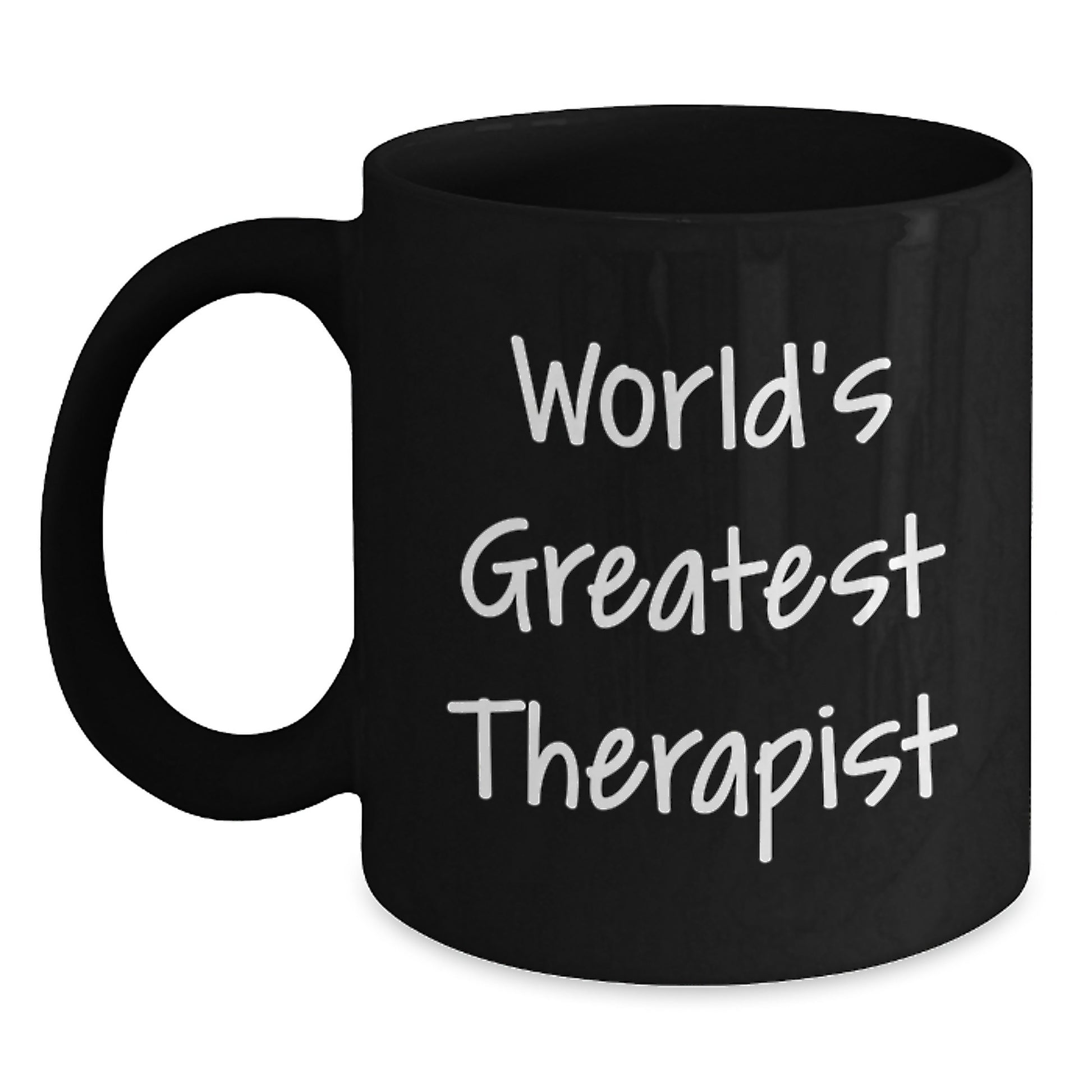 Funny Therapist Gifts from Men to Therapist - World's Greatest Therapist Quote on Black Coffee Mugs - Main