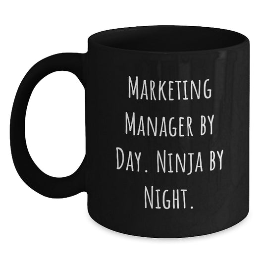 Marketing Manager Gifts - Funny Black Coffee Mug, 'Marketing Manager By Day. Ninja By Night.' Christmas Unique Gifts from Men - Main