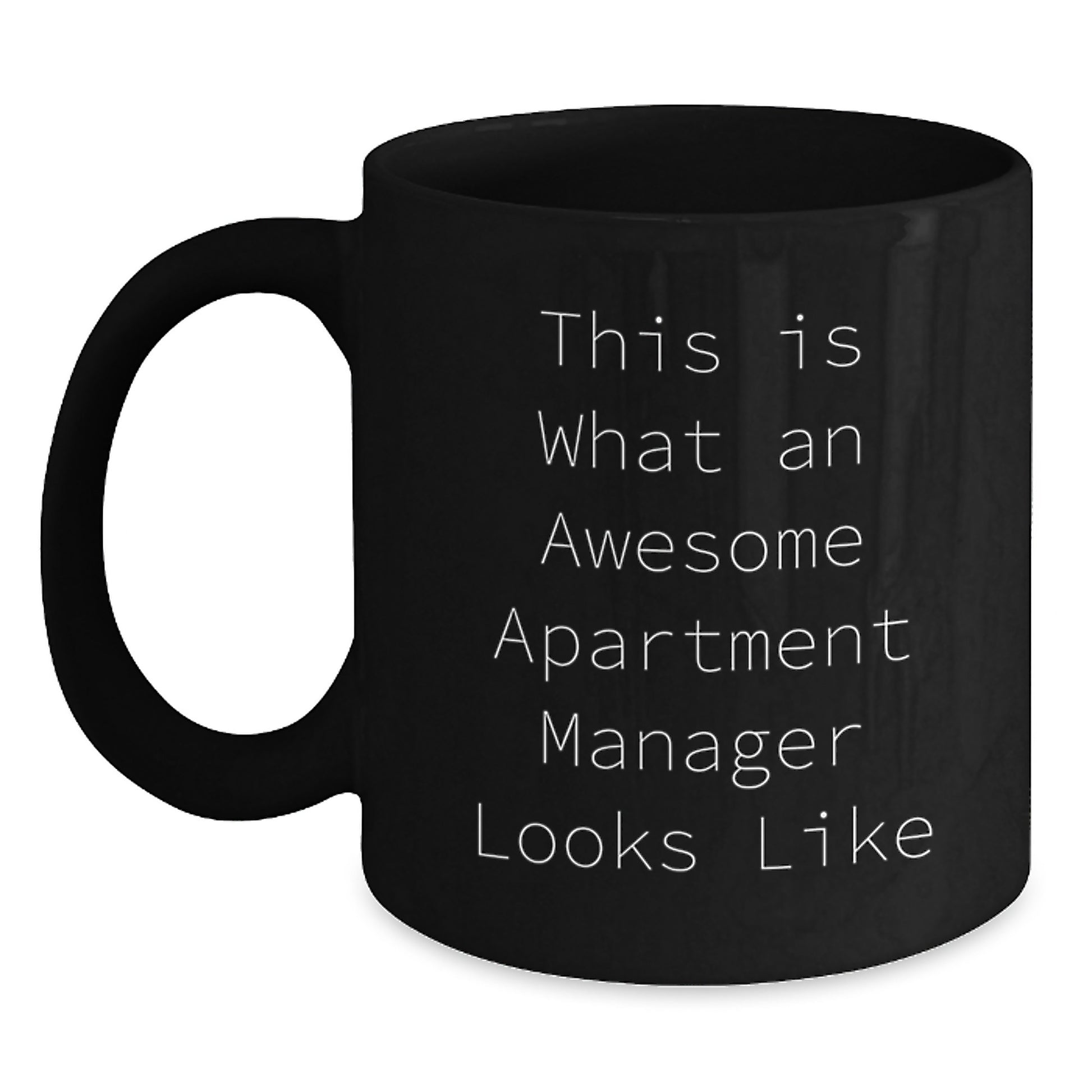 Funny Apartment Manager Christmas Unique Gifts from Men to Women, 'This Is What An Awesome Apartment Manager Looks Like' Black Coffee Mug - Unique Apartment Manager Office Supplies - Main