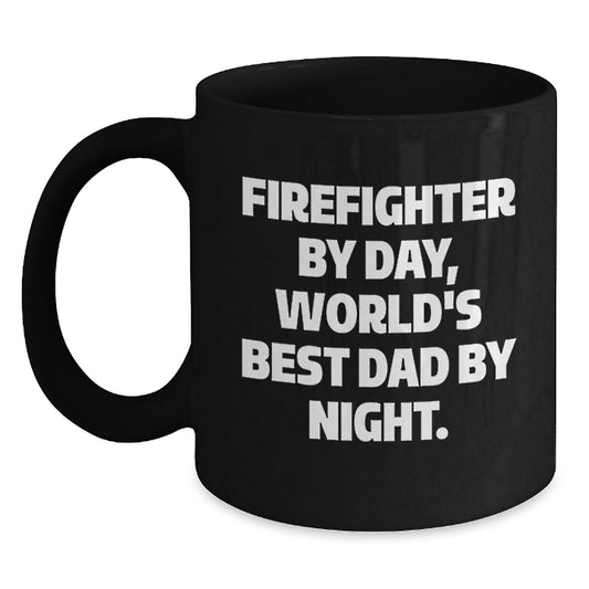 Funny Firefighter Gifts Black Coffee Mugs World's Best Dad Birthday Unique - Main
