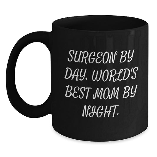 Unique Gifts for Surgeon Friends and Family - Surgeon by Day World's Best Mom by Night Christmas Mug - Main