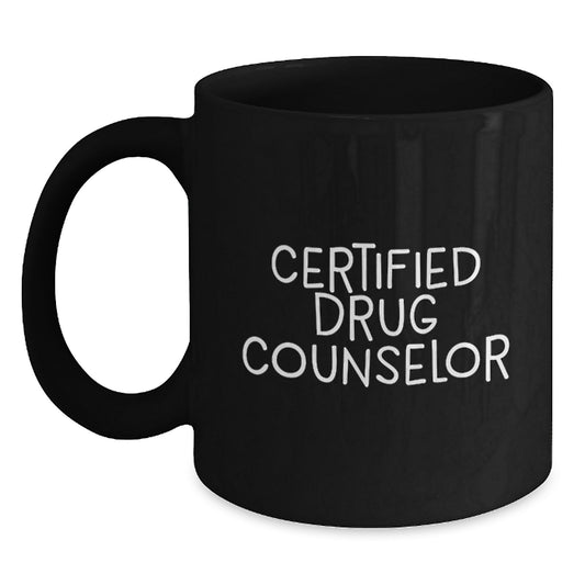 Funny 'Help is on the Way' Gifts from Family to Certified Drug Counselor Black Coffee Mug, Christmas Unique Mug for Men, Women, Friends, Coworkers, Family - Main