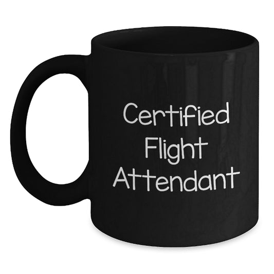 Funny Flight Attendant Gifts from Friends for Men - Certified Flight Attendant Black Coffee Mug, Christmas Unique Gift Ideas - Main