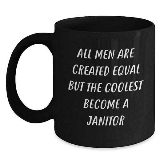 Funny Janitor Gifts from Family for Men - Black Coffee Mug - Janitor Inspiration - Main