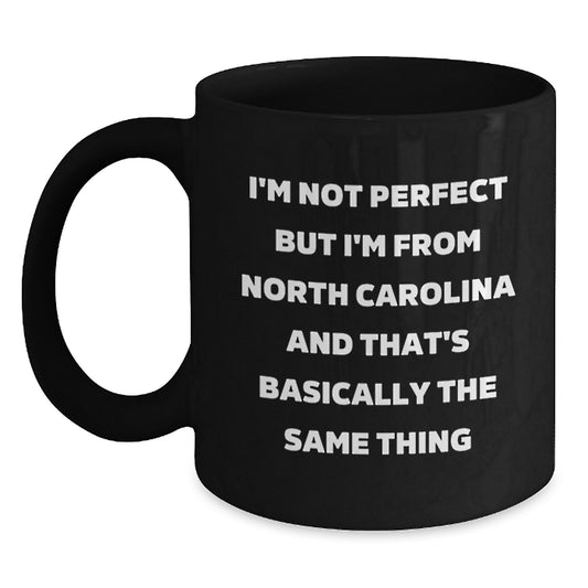 Funny North Carolina Gifts for Men or Women from North Carolina, Black Coffee Mug, Birthday Unique Gift Set - Main