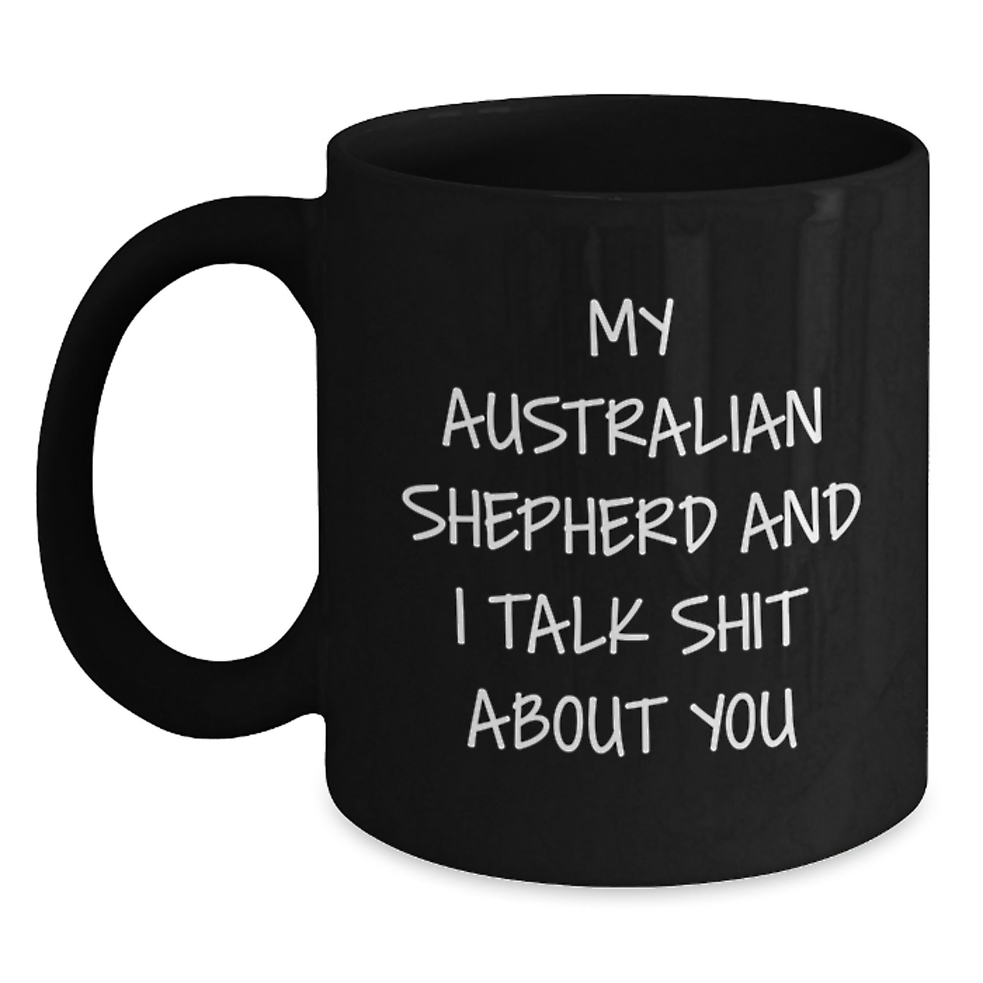 Funny Australian Shepherd Dog Gifts for Men Family from Australian Shepherd Dog Mom or Dad Black Coffee Mug, Graduation Unique Ideas for Australian Shepherd Dog Lovers - Main