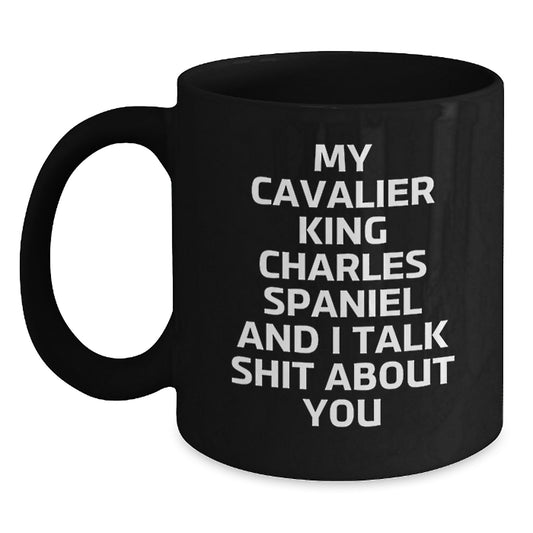 Funny Cavalier King Charles Spaniel Dog Mugs Gifts for Men Women Friends Family - Black Coffee Mug - Main