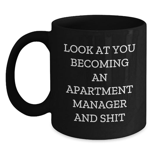 Funny Apartment Manager Gifts for Men Valentine's Unique Black Coffee Mug - Main