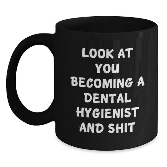 Birthday Gift Dental Hygienist Black Coffee Mug Present for Her Surprise - Main