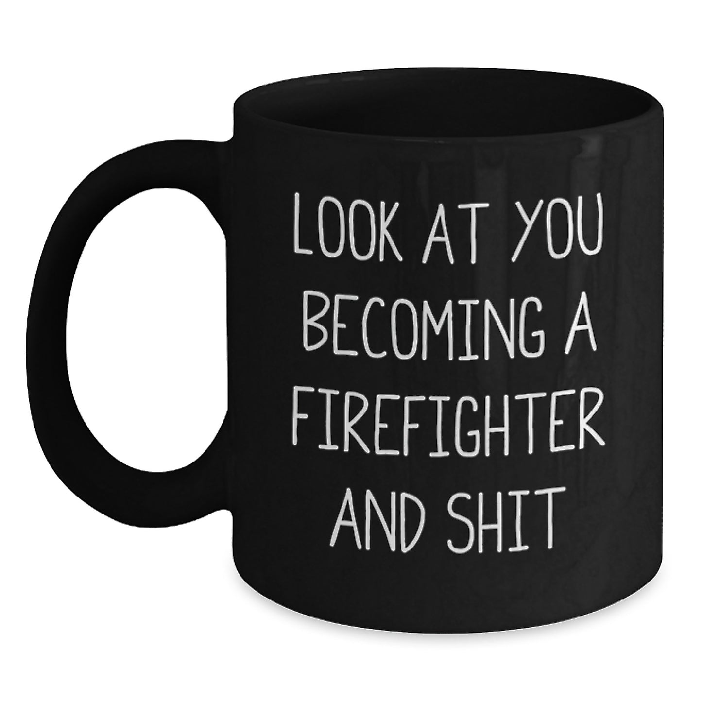 Funny Firefighter Christmas Unique Gifts from Men, Women, Friends, Coworkers, Family - Black Coffee Mug - Main