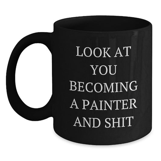Funny Painter Gifts for Him, Unique Black Coffee Mug, Valentine's Unique Gifts from Men to Painter Friends - Main