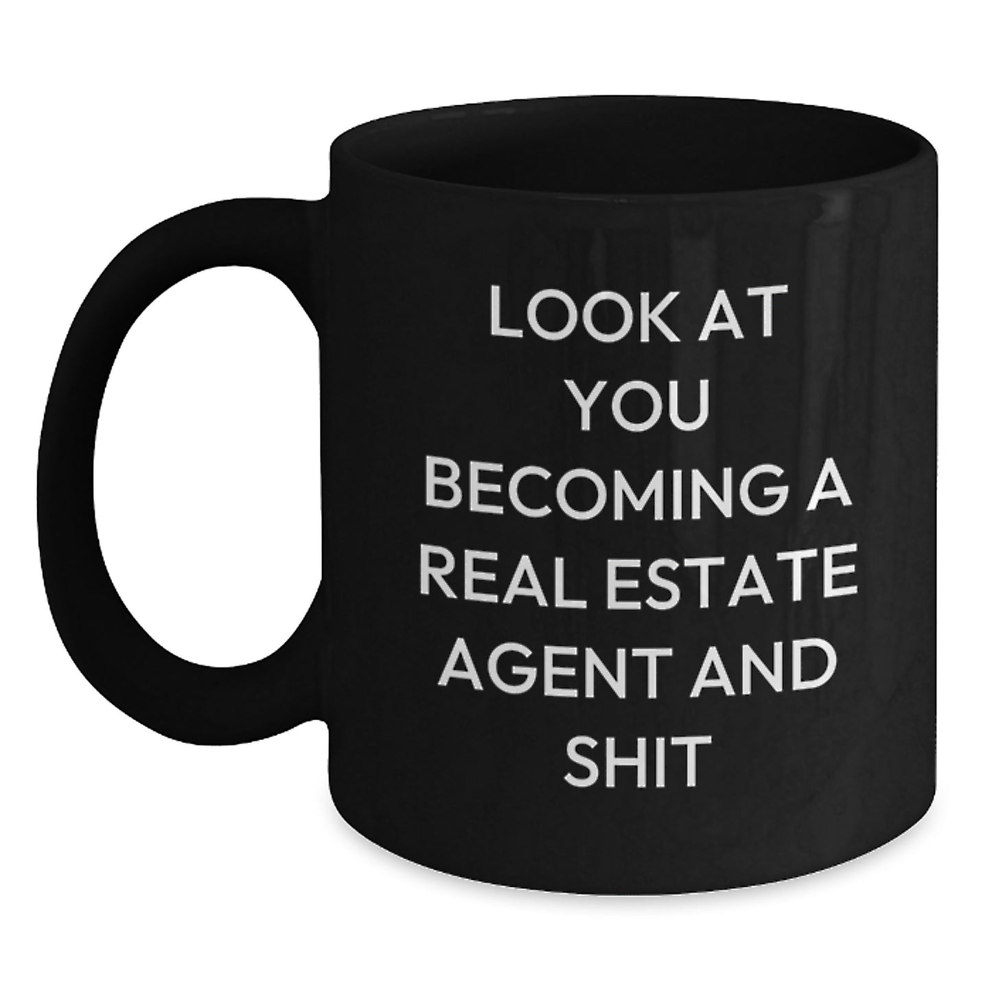 Funny Real Estate Agent Graduation Gifts from Friends for Real Estate Agent - Black Coffee Mug - Main