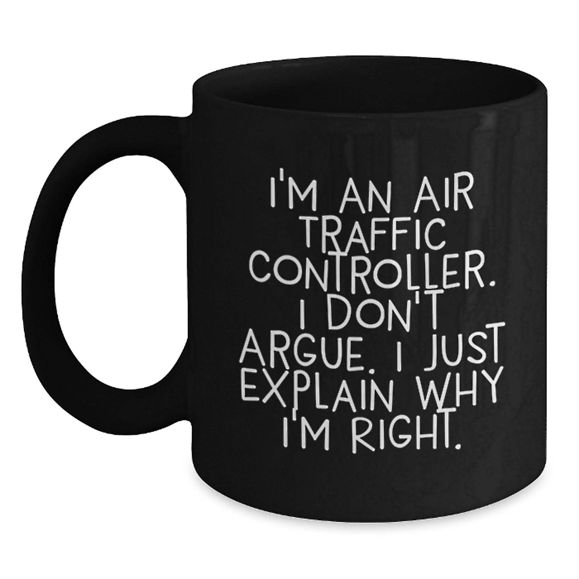 Funny Air Traffic Controller Gifts from Friends - Air Traffic Controller Black Coffee Mug for Men and Women, Unique Christmas Unique Gifts - Main