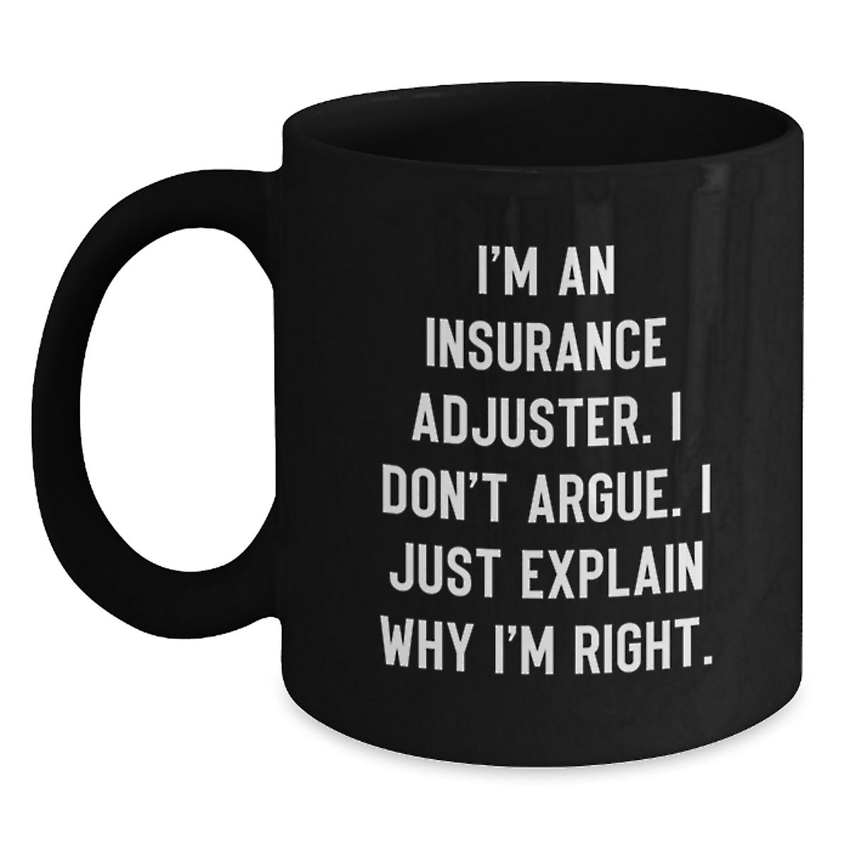 Insurance Adjuster Keepsake Black Coffee Mug for Him Christmas Gift - Main
