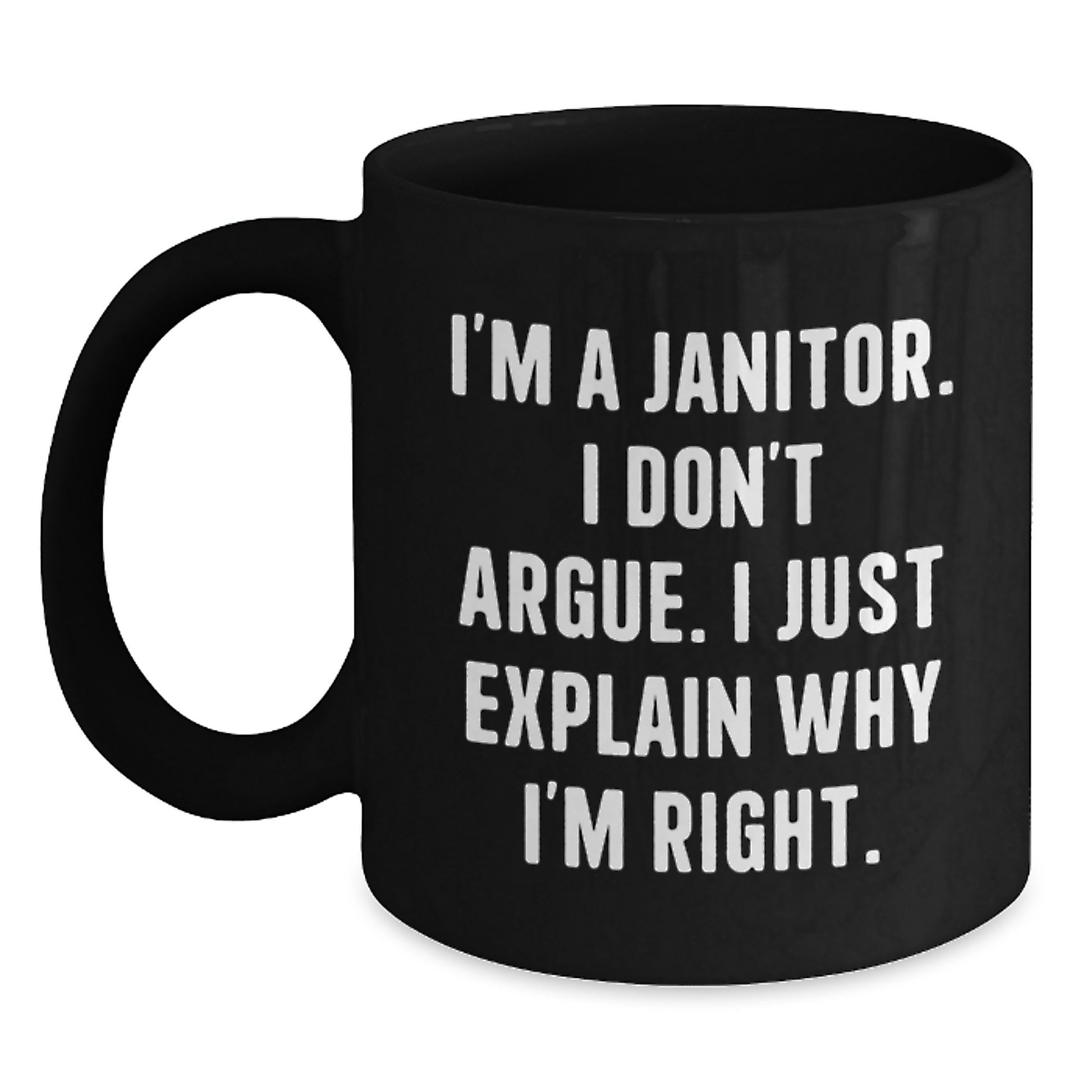 Funny Janitor Gifts for Men, Black Coffee Mug, Birthday Unique Gifts from Friends, Coworkers or Family - Main