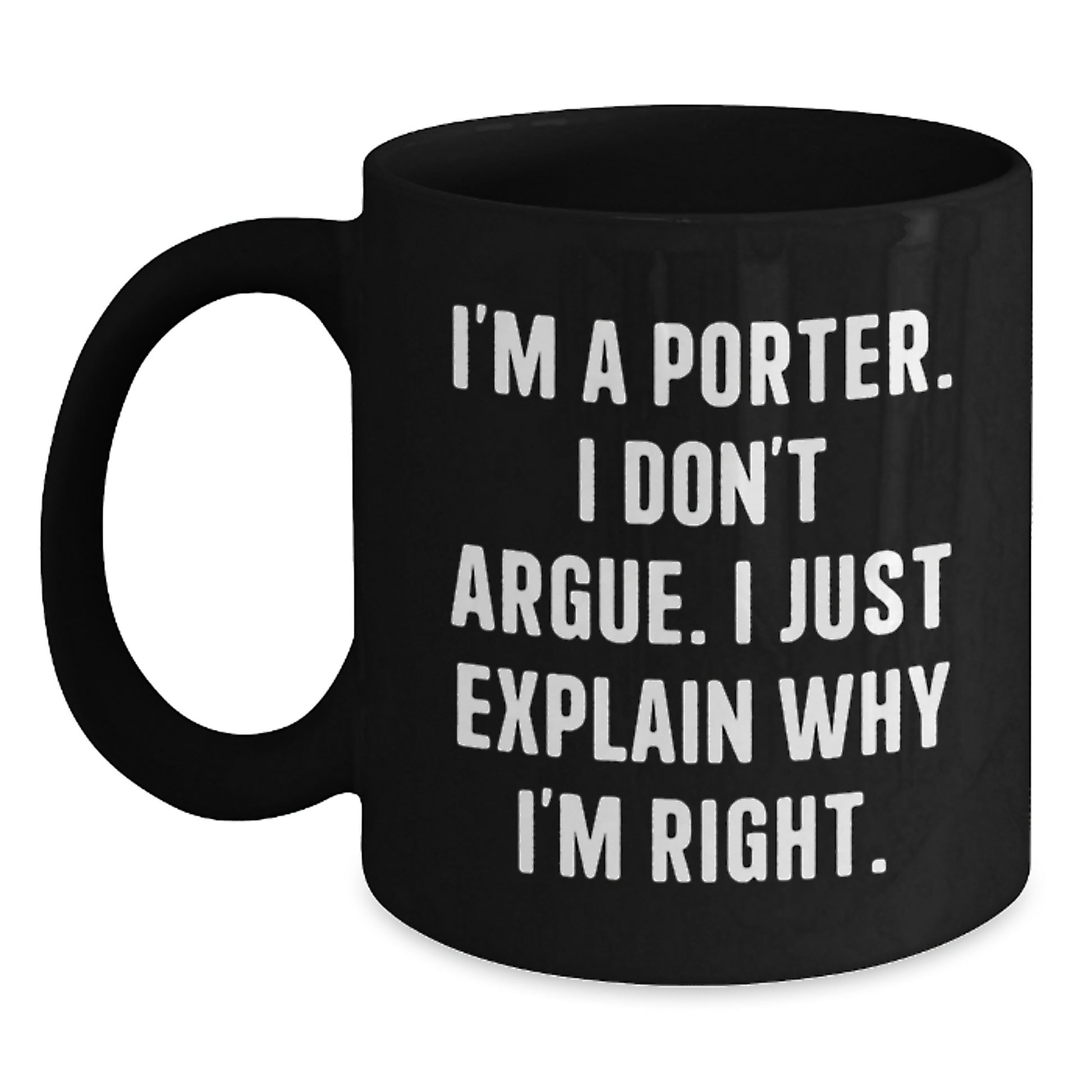 Funny Quotes for Porter, Black Coffee Mug Gifts from Friends to Porter, Christmas Unique Presents - Main
