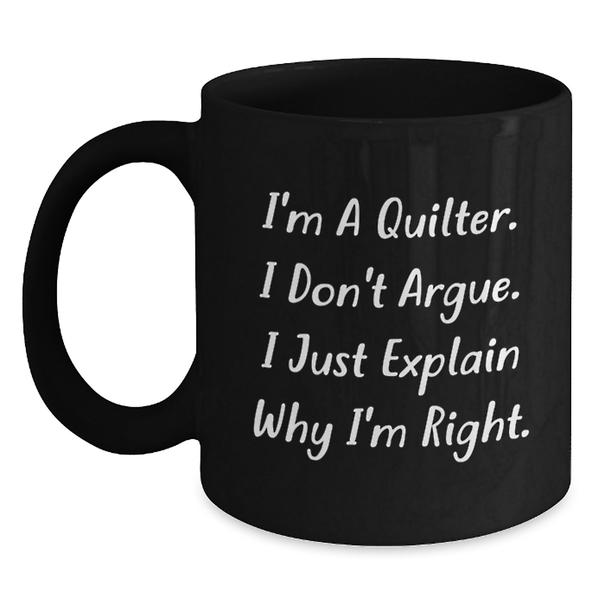 Quilter Humor Funny Christmas Unique Gifts for Friends Black Coffee Mug, Gifts from Family to Quilter, Quilter Lover Mug - Main