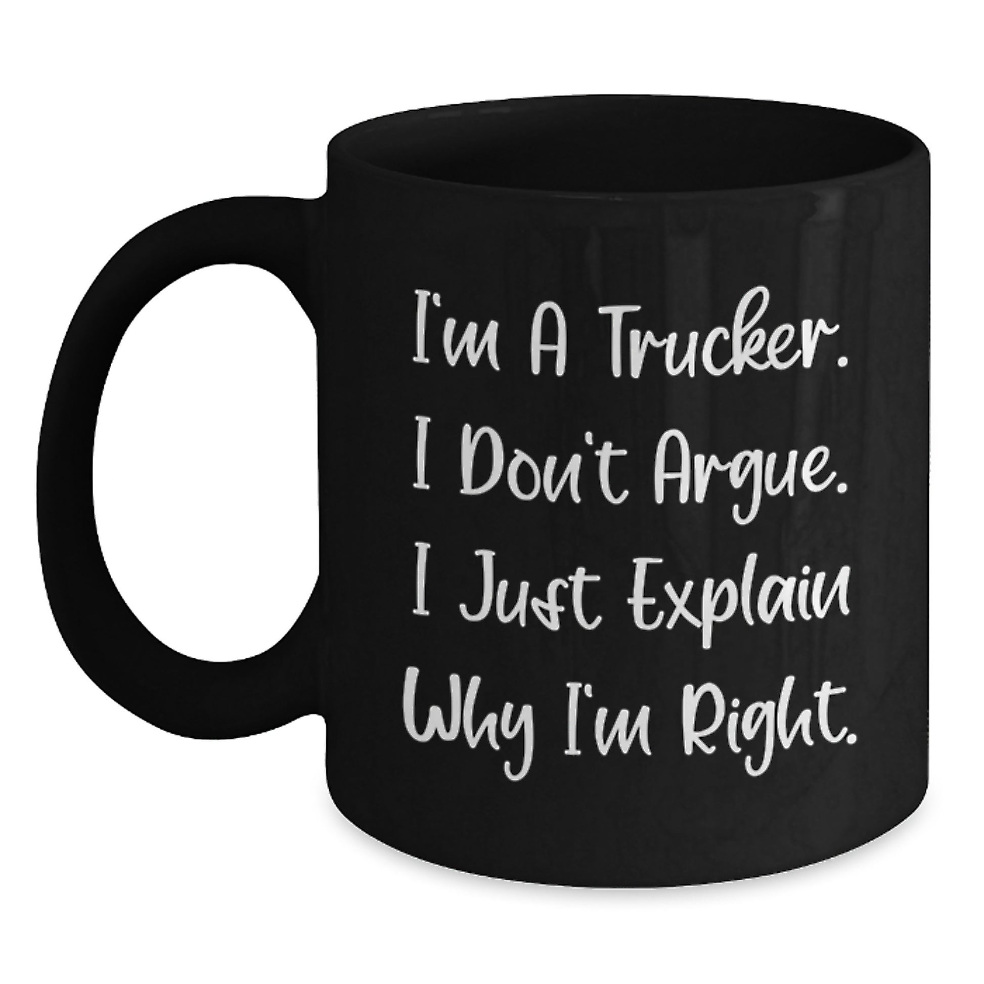 Trucker Gifts from Family, Funny Black Coffee Mug for Men, Graduation Unique Gifts for Trucker - Main