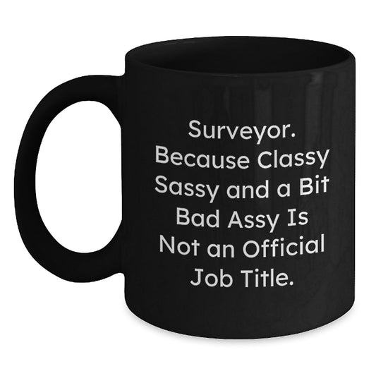 Funny Surveyor Gifts from Friends and Family, Black Coffee Mug, Unique Mother's Day Unique Gifts - Main