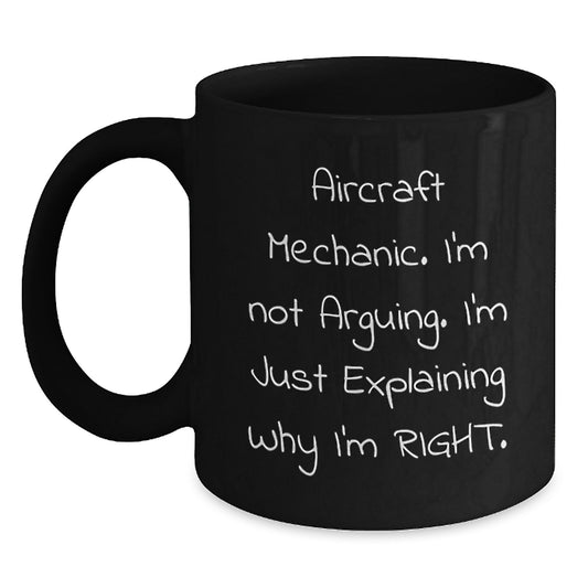 Aircraft Mechanic Keepsake Black Coffee Mug for Him 11oz Birthday Gift - Main