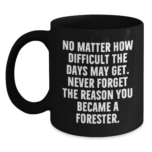 Forester Inspirational Quote Coffee Mug, Gifts from Friends for Forester, No Matter How Difficult, Black 11oz/15oz, Graduation Unique Gifts - Main