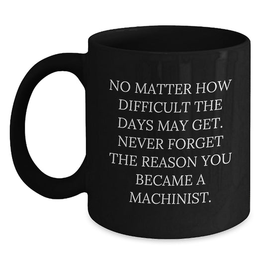 Machinist Inspirational Gifts from Friends for Graduation Unique Black Coffee Mug - Never Forget The Reason You Became A Machinist. - Main