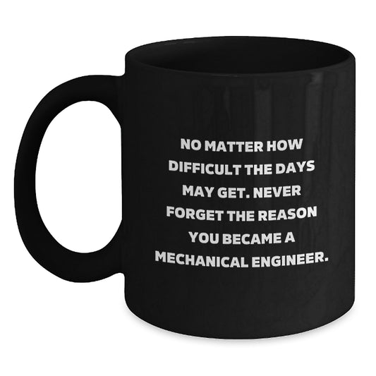 Mechanical Engineer Inspirational Gifts Black Coffee Mug for Graduation, Funny Quote from Friends to Coworkers, 11oz or 15oz, Microwave and Dishwasher Safe - Main