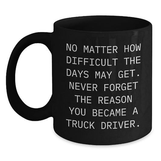 Funny Inspirational Truck Driver Gifts for Men from Friends on Christmas Unique Gifts - Black Ceramic Coffee Mug - Main