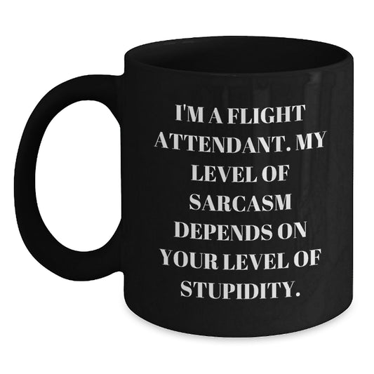 Flight Attendant Sarcasm Funny Black Coffee Mug Gifts for Graduation from Friends - Main