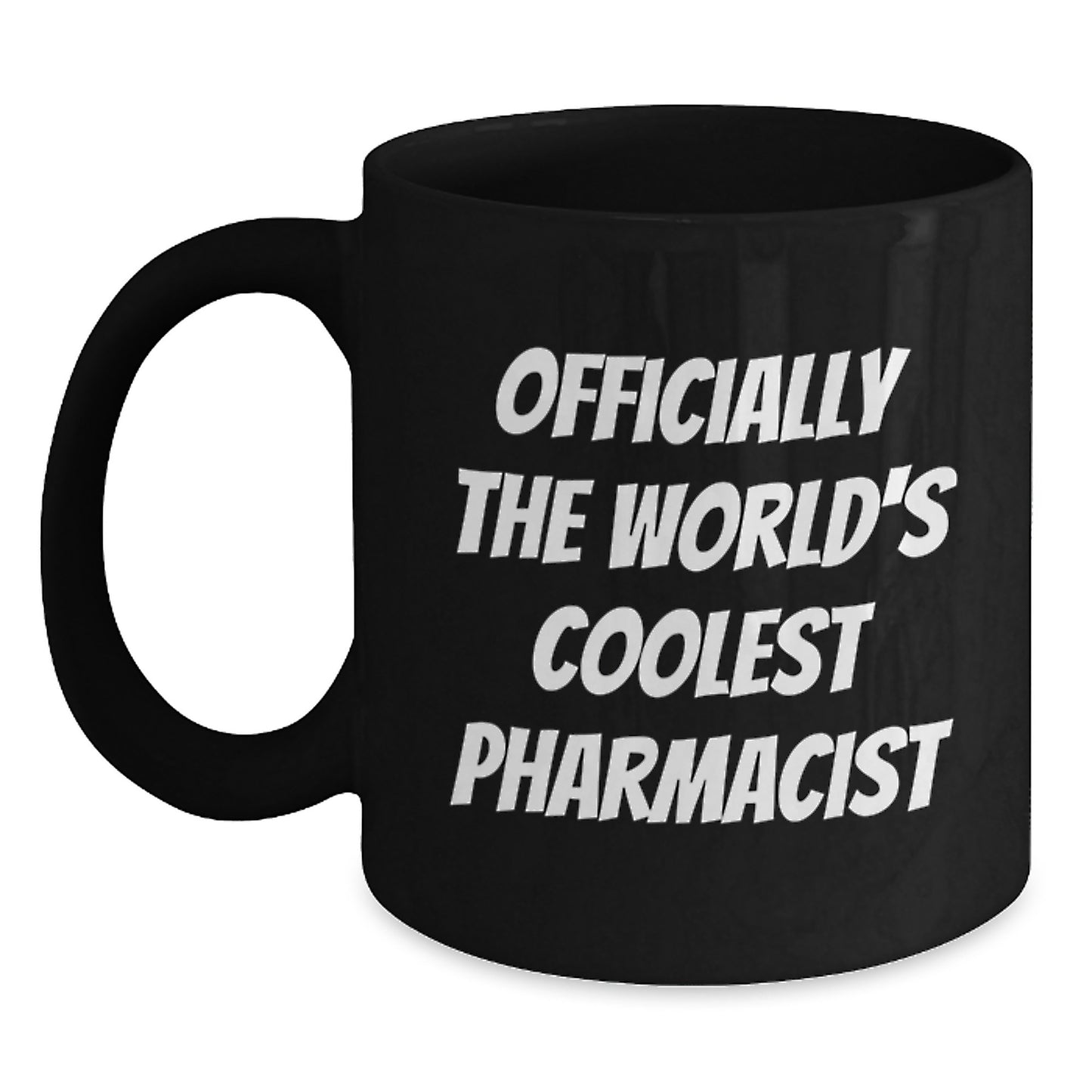 Funny Pharmacist Gifts from Friends for Men - Officially The World's Coolest Pharmacist Black Coffee Mug, Graduation Unique Gifts - Main