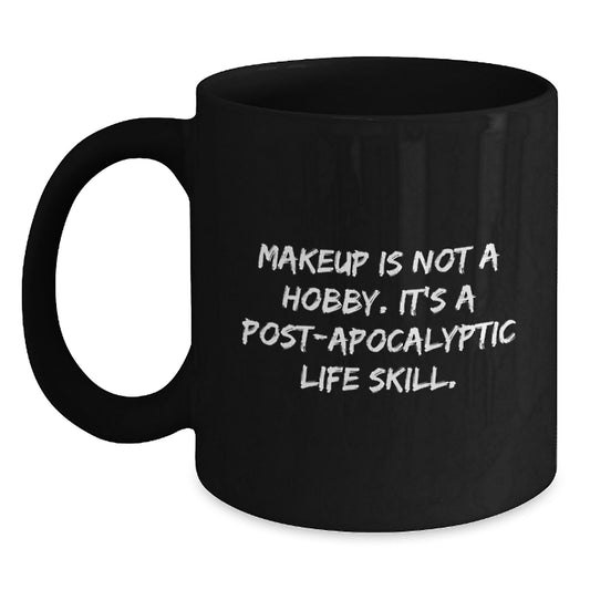 Makeup Lover Gifts from Friends, 'Makeup Is Not A Hobby' Funny Black Coffee Mug for Women, Graduation Unique Gifts - Main