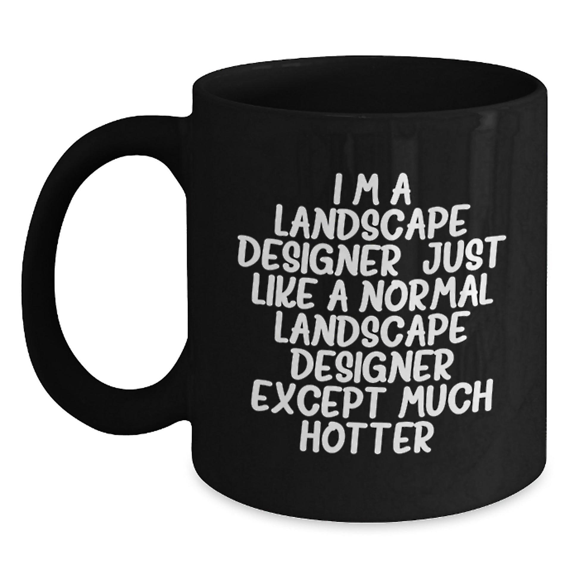 Funny Landscape Designer Gifts from Men to Friends and Coworkers - Black Coffee Mug 'I'm A Landscape Designer. Just Like A Normal Landscape Designer Except Much Hotter.' - Main
