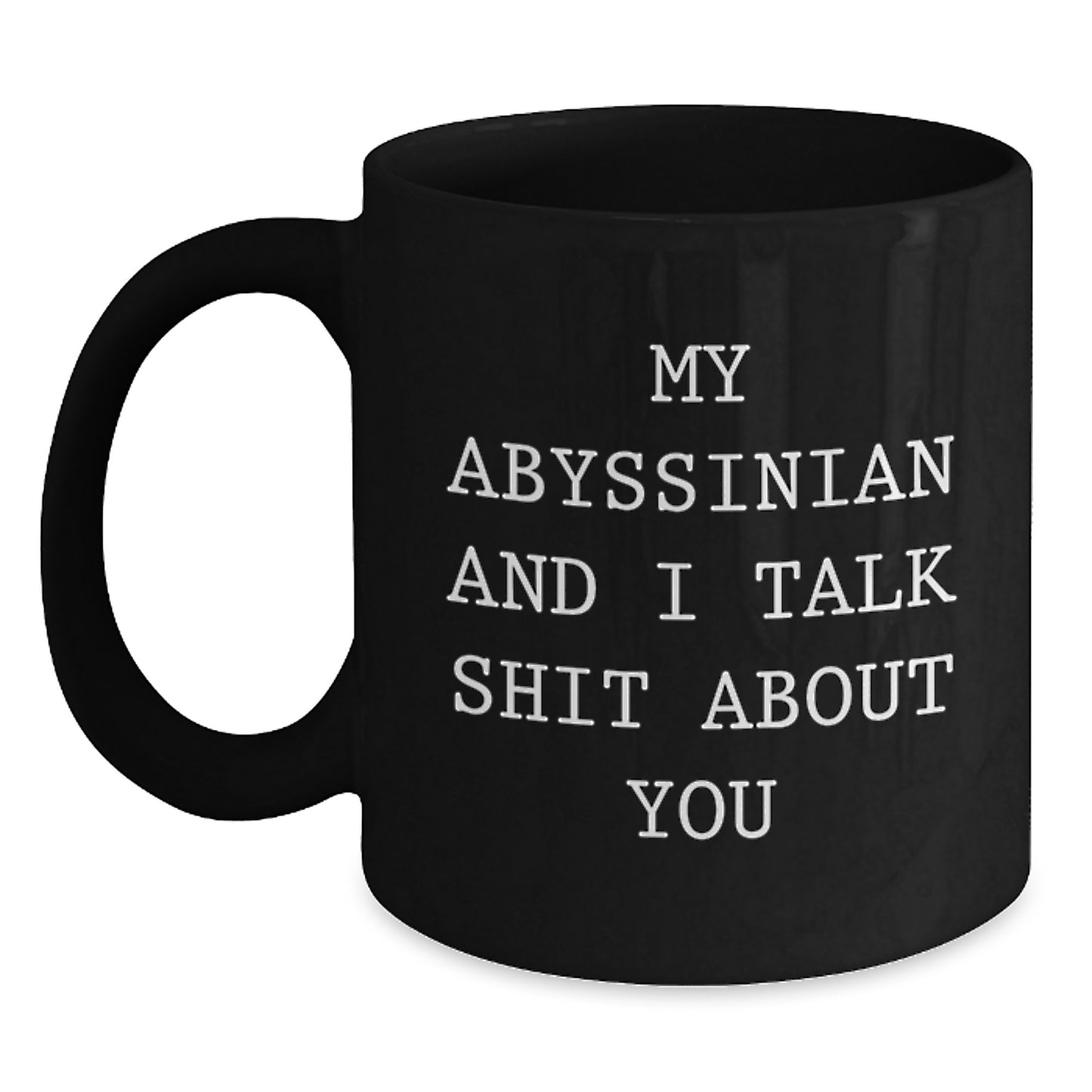 Funny Abyssinian Cat Gifts from Men for Women Friends Birthday Unique Gifts with Black Coffee Mug - My Abyssinian And I Talk Shit About You - Main