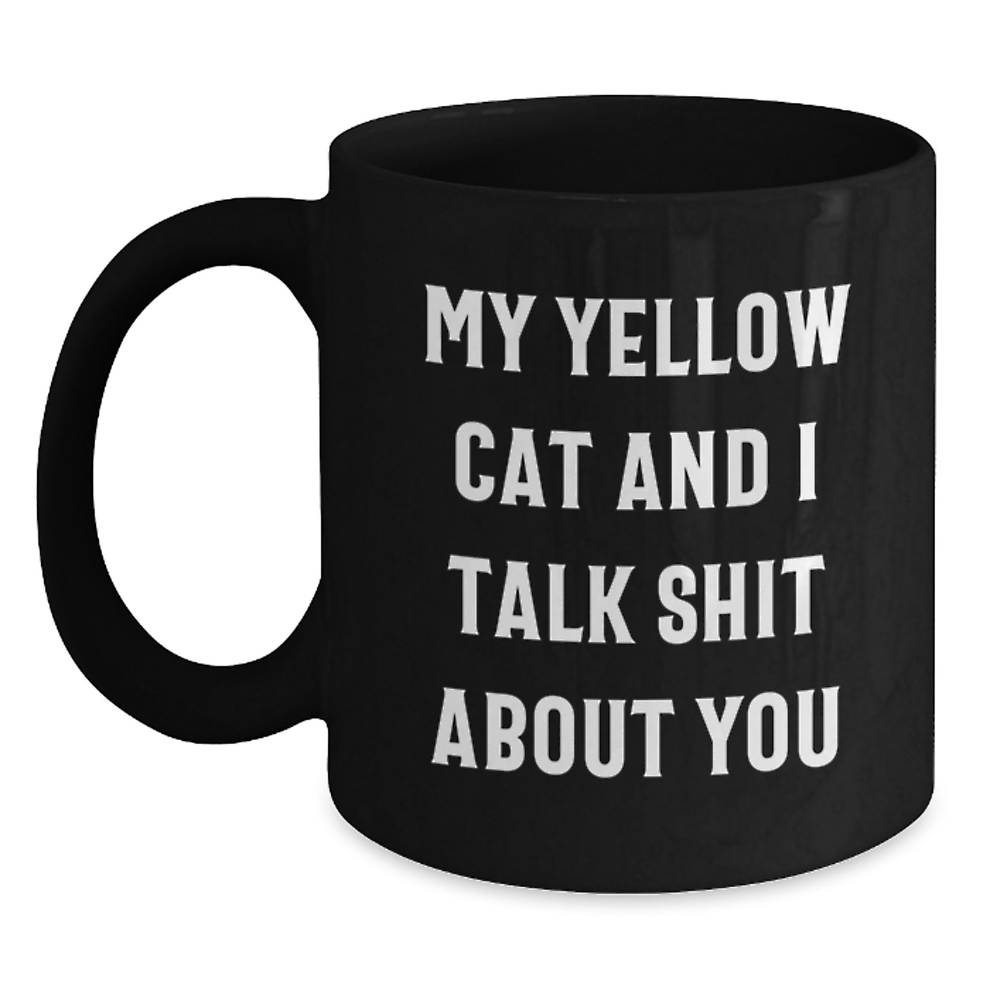 Funny Gifts from Friends to Yellow Cat Lovers, Black Coffee Mug for Graduation Unique Gifts - Main