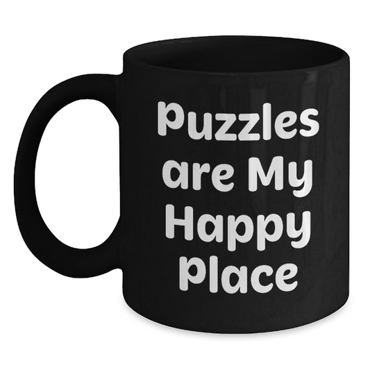 Funny Puzzle Lover Gifts from Women to Puzzles Enthusiasts, Birthday Unique Mugs with Puzzles Are My Happy Place Quote - Main