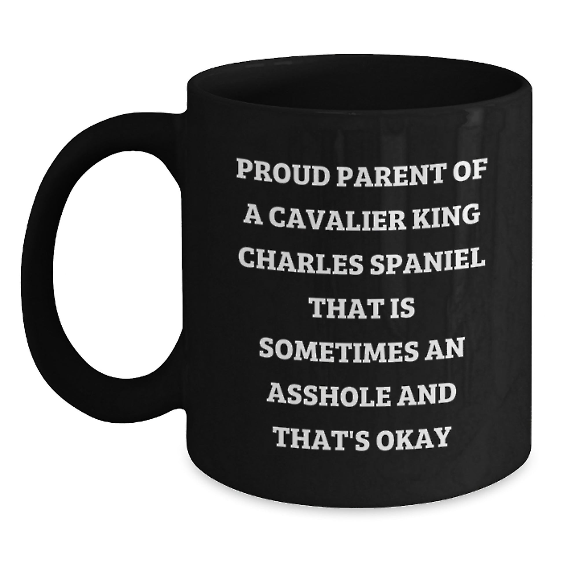 Cavalier King Charles Spaniel Dog Black Coffee Mug, Funny Cavalier King Charles Spaniel Dog Gifts for Men, Women, Friends, Family, Proud Parent - Main