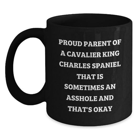 Cavalier King Charles Spaniel Dog Black Coffee Mug, Funny Cavalier King Charles Spaniel Dog Gifts for Men, Women, Friends, Family, Proud Parent - Main