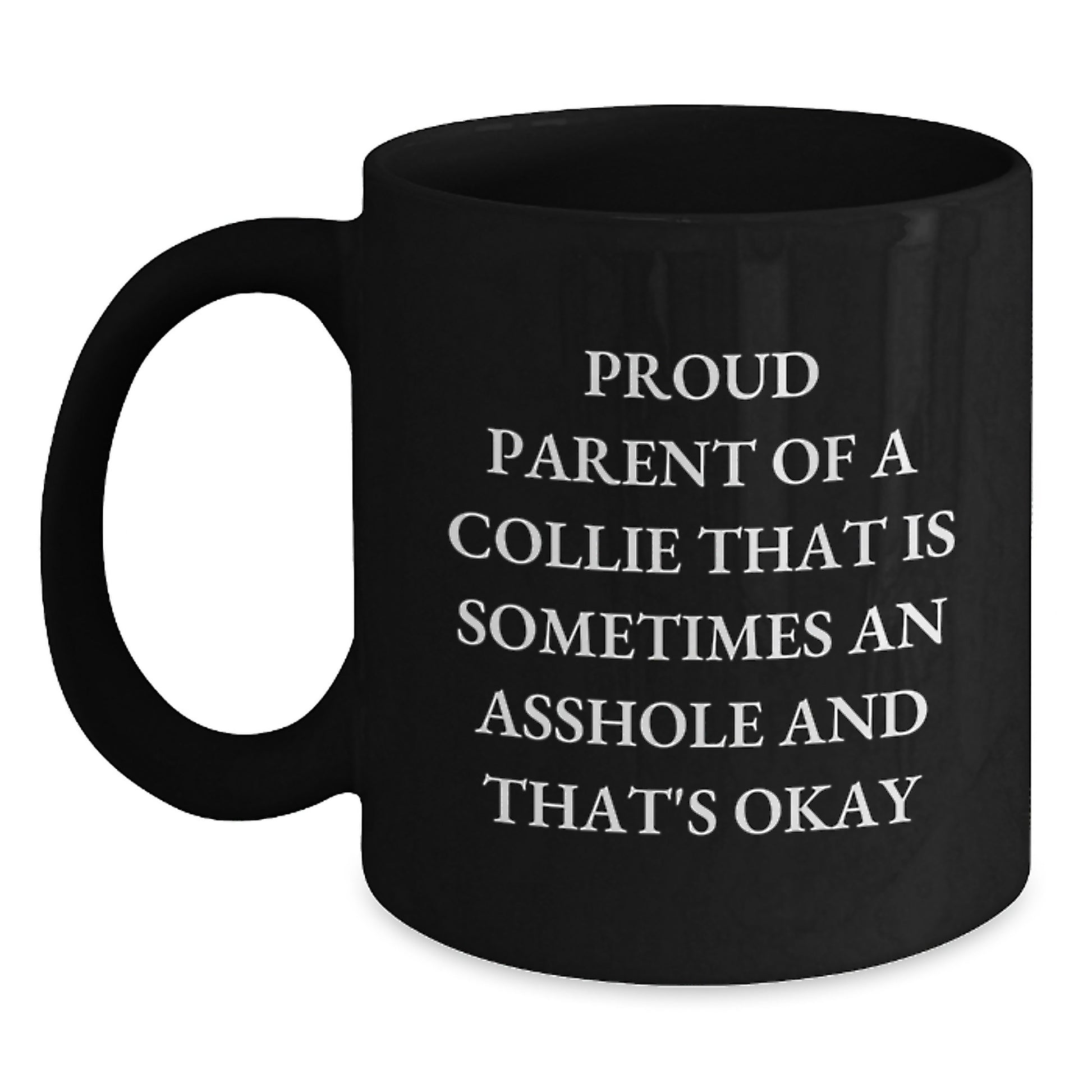 Collie Dog Keepsake Birthday Gift for Him 11oz Black Ceramic Coffee Mug - Main