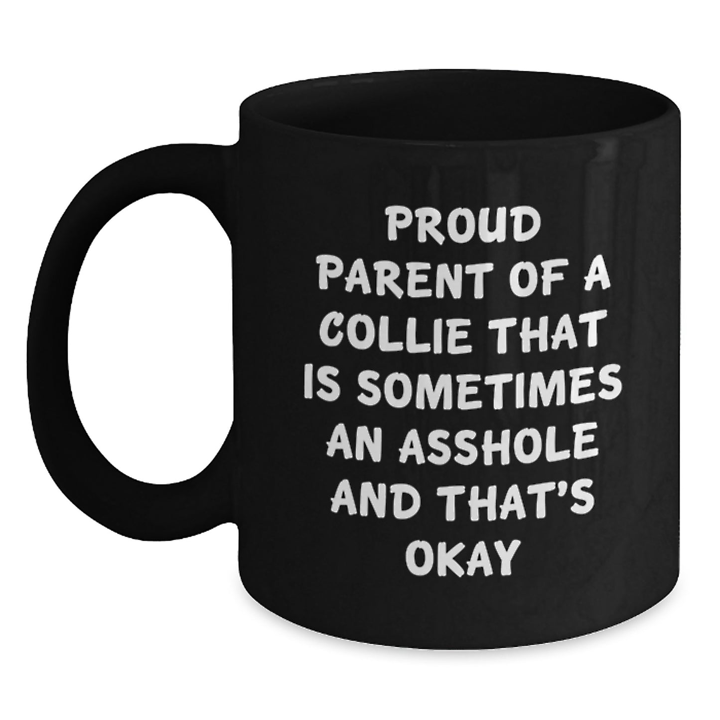 Birthday Gift Present for Her Collie Dog Black Coffee Mug - Main