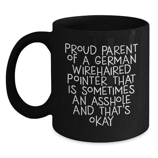 Funny German Wirehaired Pointer Dog Gifts for Men Black Coffee Mugs from Proud Parents, German Wirehaired Pointer Dog Lover Gifts, Unique Graduation Gifts - Main