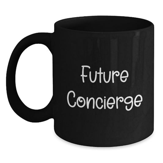 Funny Future Concierge Gifts from Friends and Family, Black Coffee Mug for Concierge Enthusiasts, Unique Christmas Unique Gifts for Men and Women - Main