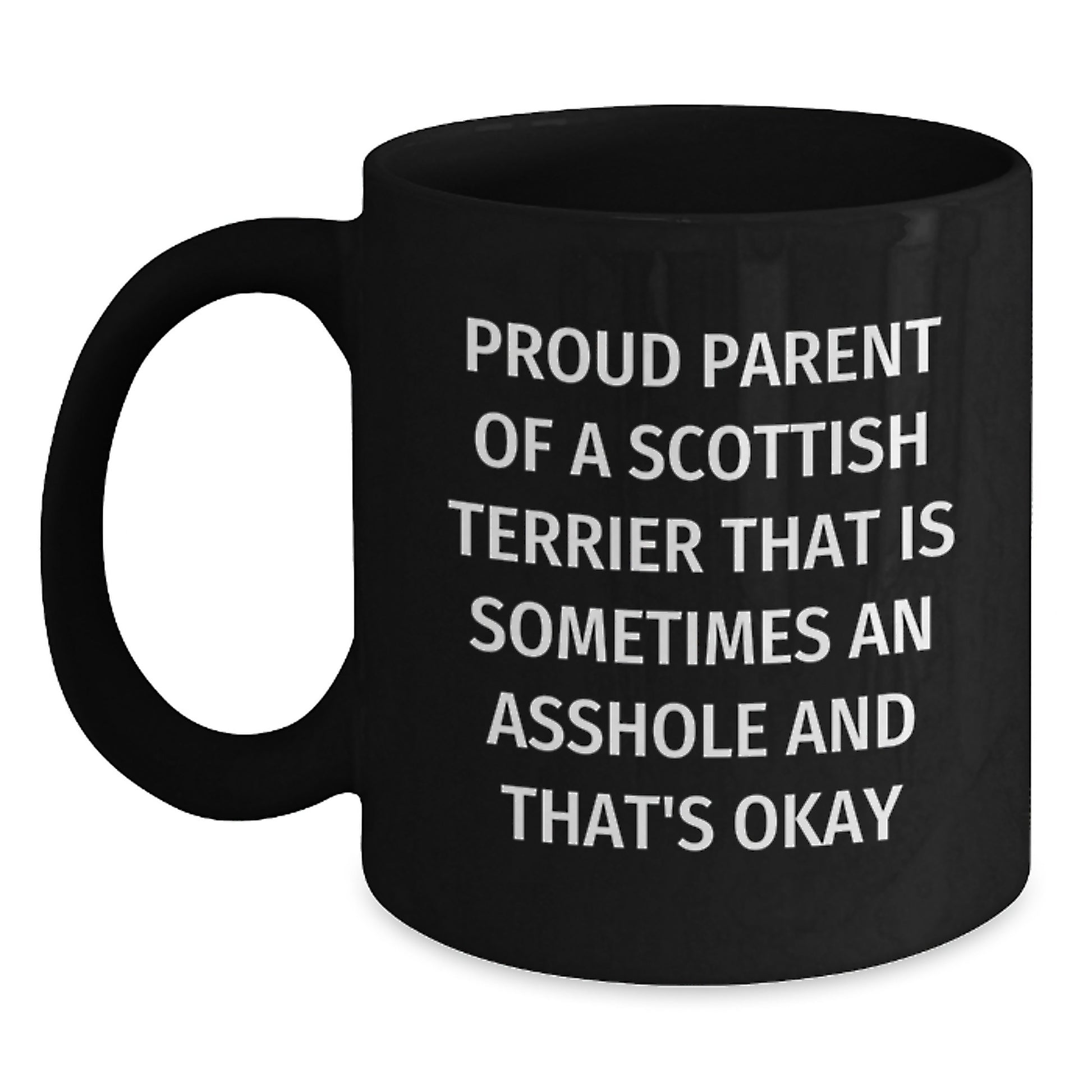 Funny Scottish Terrier Dog Mom Dad Black Coffee Mug Graduation Unique Gifts for Men Women Friends Coworkers Family - Main