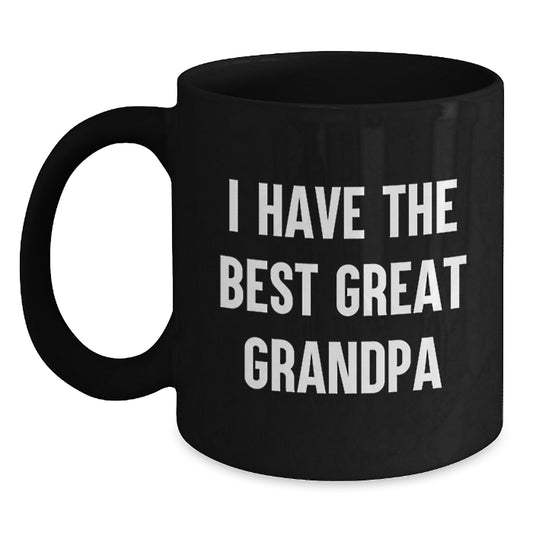 Funny Grandpa Gifts, Great Grandpa Coffee Mug, I Have The Best Grandpa, Black Ceramic Mug for Men - Main