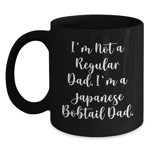 Japanese Bobtail Cat Dad Coffee Mug, Funny Gift for Men from Family, Unique Christmas Unique Gifts for Japanese Bobtail Cat Enthusiasts, Black 11oz/15oz Ceramic Mug - Main
